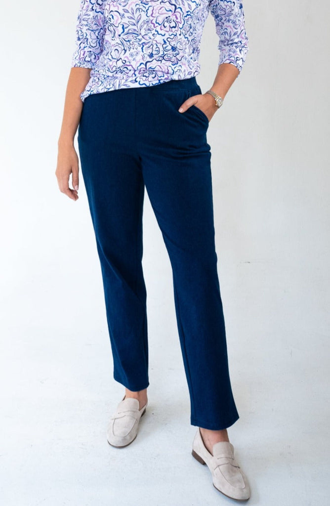 Dark denim pant with elastic waist 