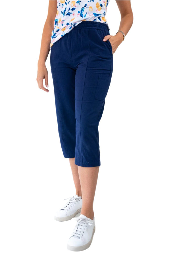 Navy Blue Cargo Capri Pant 